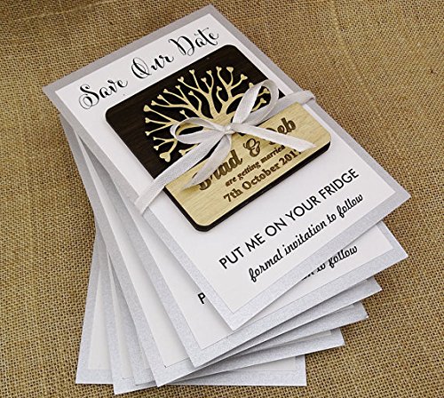 Custom Engraved Save The Date Wooden Magnets - Rustic Wedding Announcements & Invitations - Perfect for DIY Wedding Decor, Bridal Showers, and Anniversary Celebrations