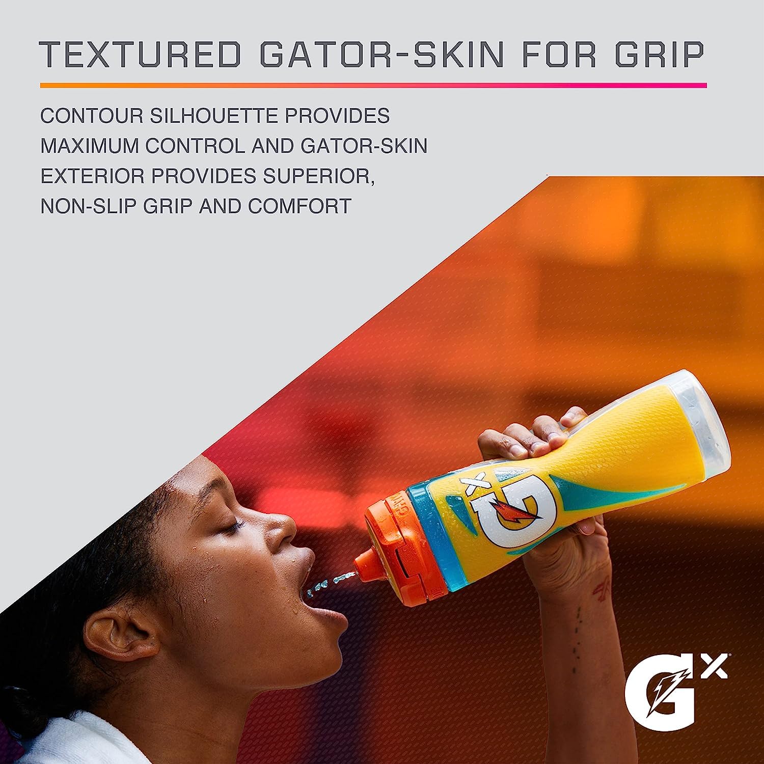 Gatorade Gx NFL Non-Slip Squeeze Water Bottle with Hydration System & Sports Drink Concentrate Pods - Perfect for Football Training, Gym Workouts and Outdoor Activities