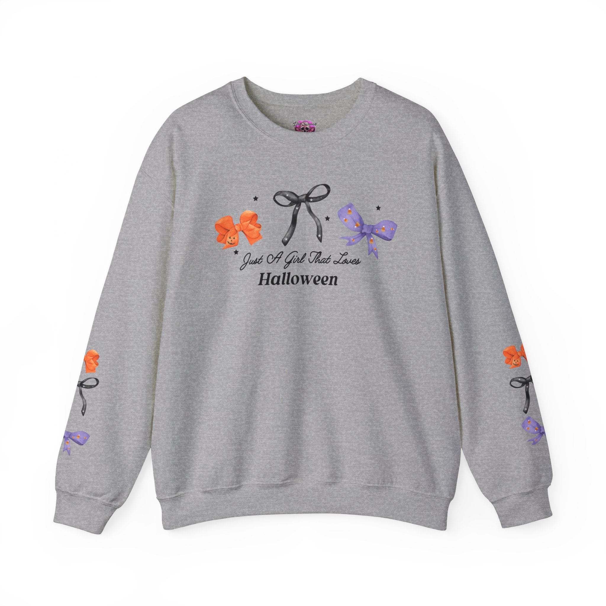 Just a Girl That Loves Halloween Crewneck Sweatshirt | Cute Fall Graphic Pullover | Perfect for Halloween Parties & Autumn Outfits