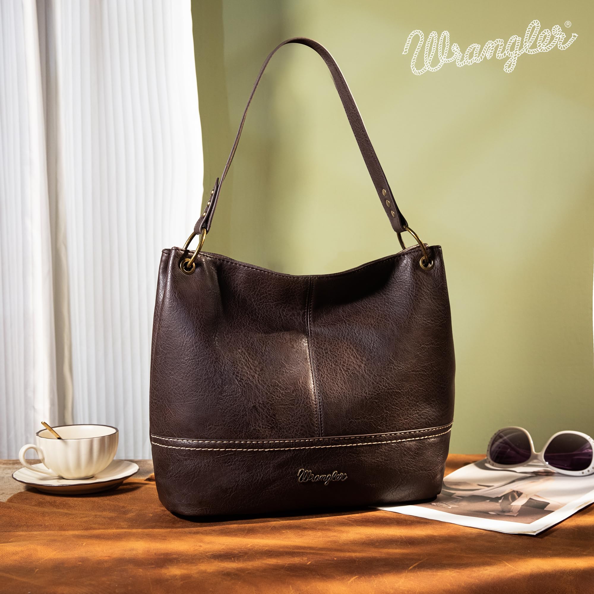Wrangler Vegan Leather Hobo Bags for Women - Stylish Top Handle Shoulder Purses & Handbags for Work, Travel & Everyday Use