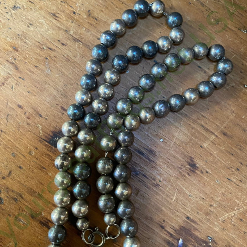 Elegant Sterling Silver Pearl Necklace with Stunning Patina - 25.5 Inch Length for Women | Perfect for Weddings, Parties & Special Occasions