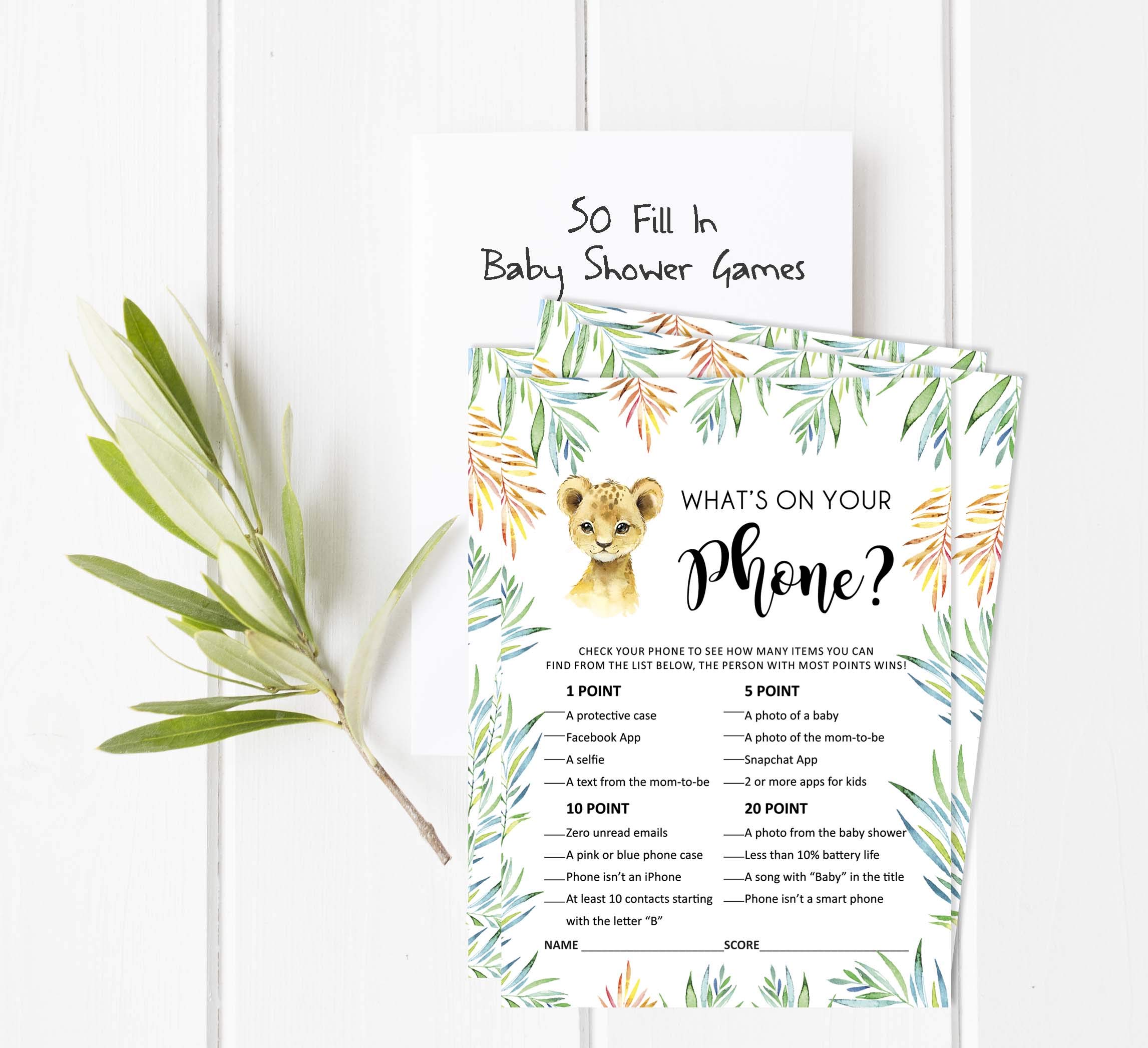 50-Pack Baby Shower Game Cards - 