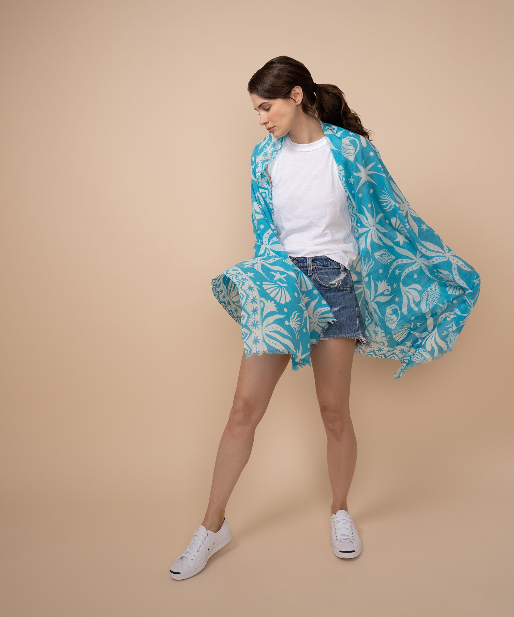 Sea Life Sarong Wrap - Lightweight Beach Cover Up for Women, Tropical Floral Print, Quick Dry Swimwear Cover - Perfect for Beach, Pool, Vacation & Summer Outings