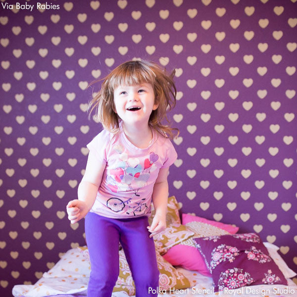Polka Heart Wall Stencil - Reusable DIY Painting Template for Home Decor, Nursery, Kids Room & Wedding - Perfect for Walls, Furniture & Crafts