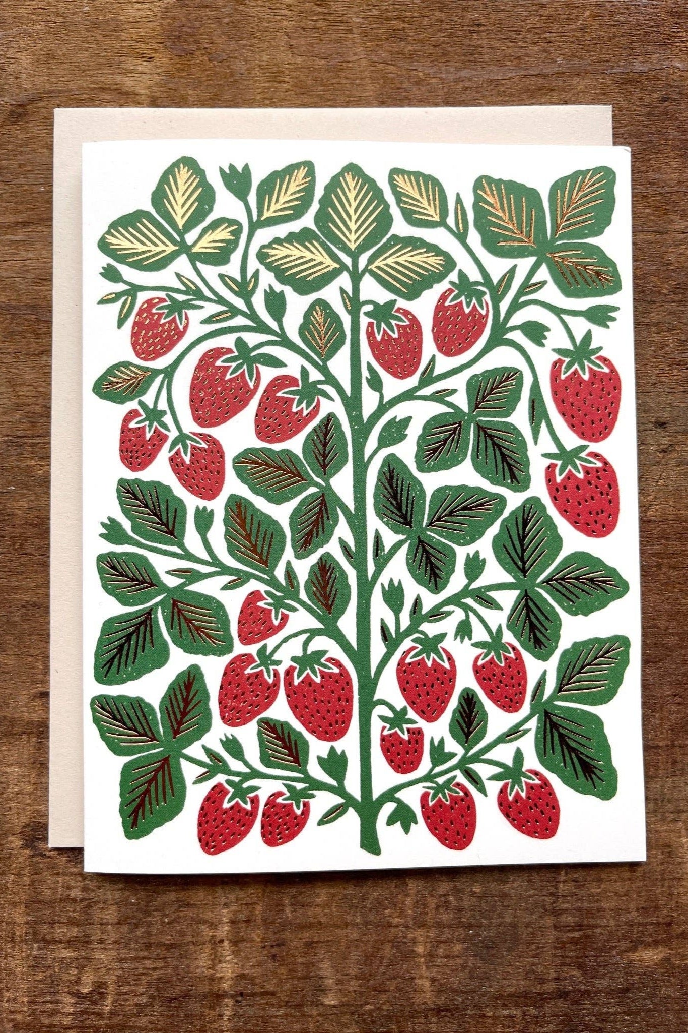 Blank Strawberry Greeting Card - Elegant Floral Design for Birthdays, Thank You Notes & Special Occasions