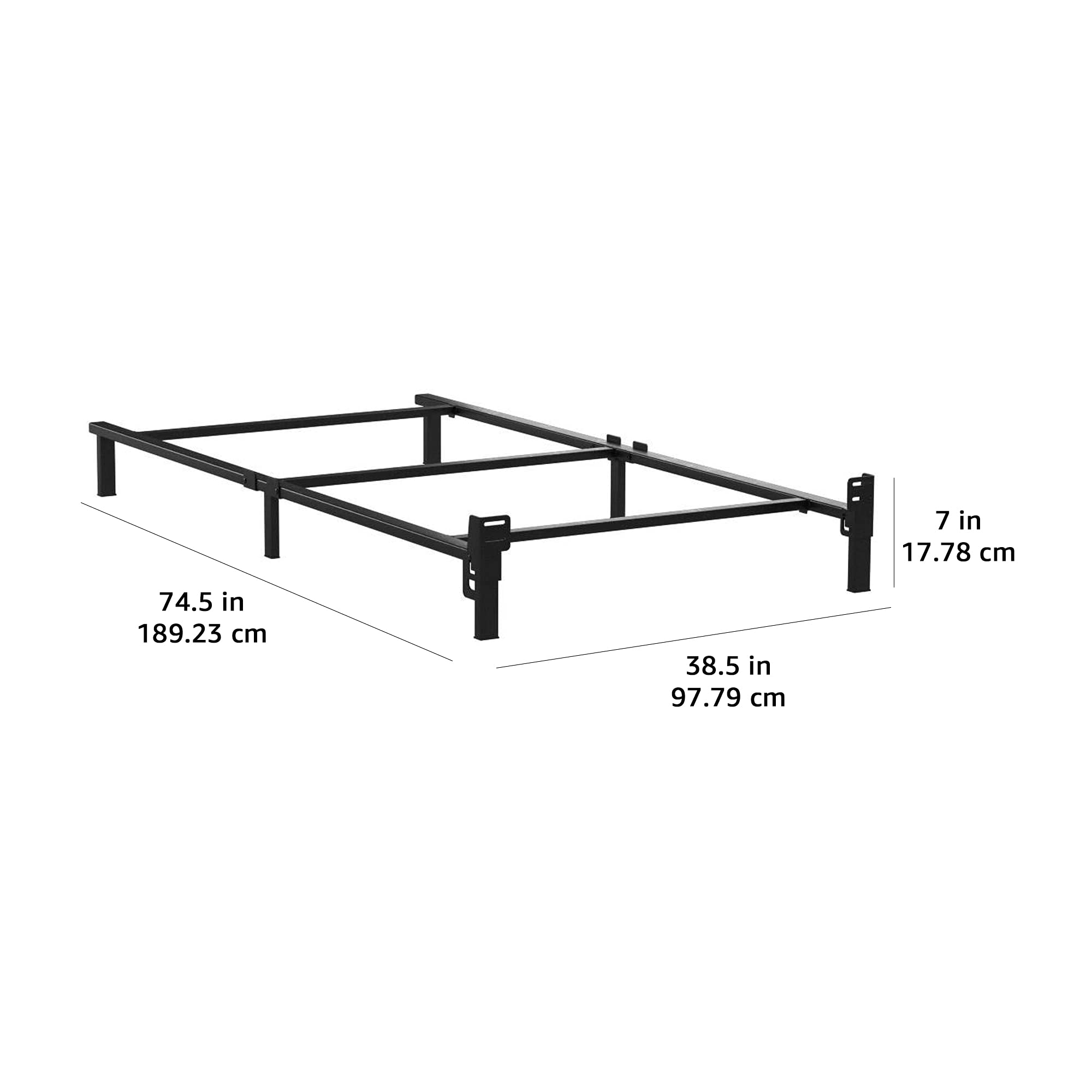 Amazon Basics Metal Twin Size Bed Frame - 6-Leg Sturdy Support for Box Spring & Mattress, Tool-Free Easy Assembly, 74.5