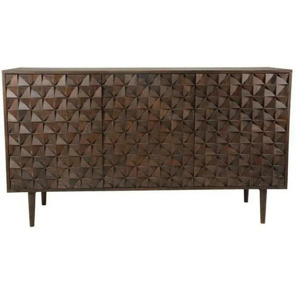 58 Inch 3-Door Brown Mid-Century Modern Sideboard Buffet Cabinet - Perfect for Dining Room Storage, Living Room Display & Entryway Organization