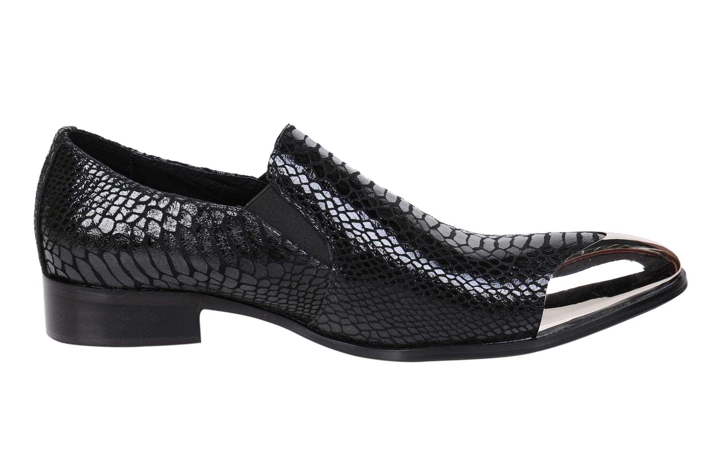 Santimon Men's Pointed Toe Leather Loafers - Western Style Dress Shoes with Fashion Print & Metal Tip for Casual Wear, Office & Special Occasions