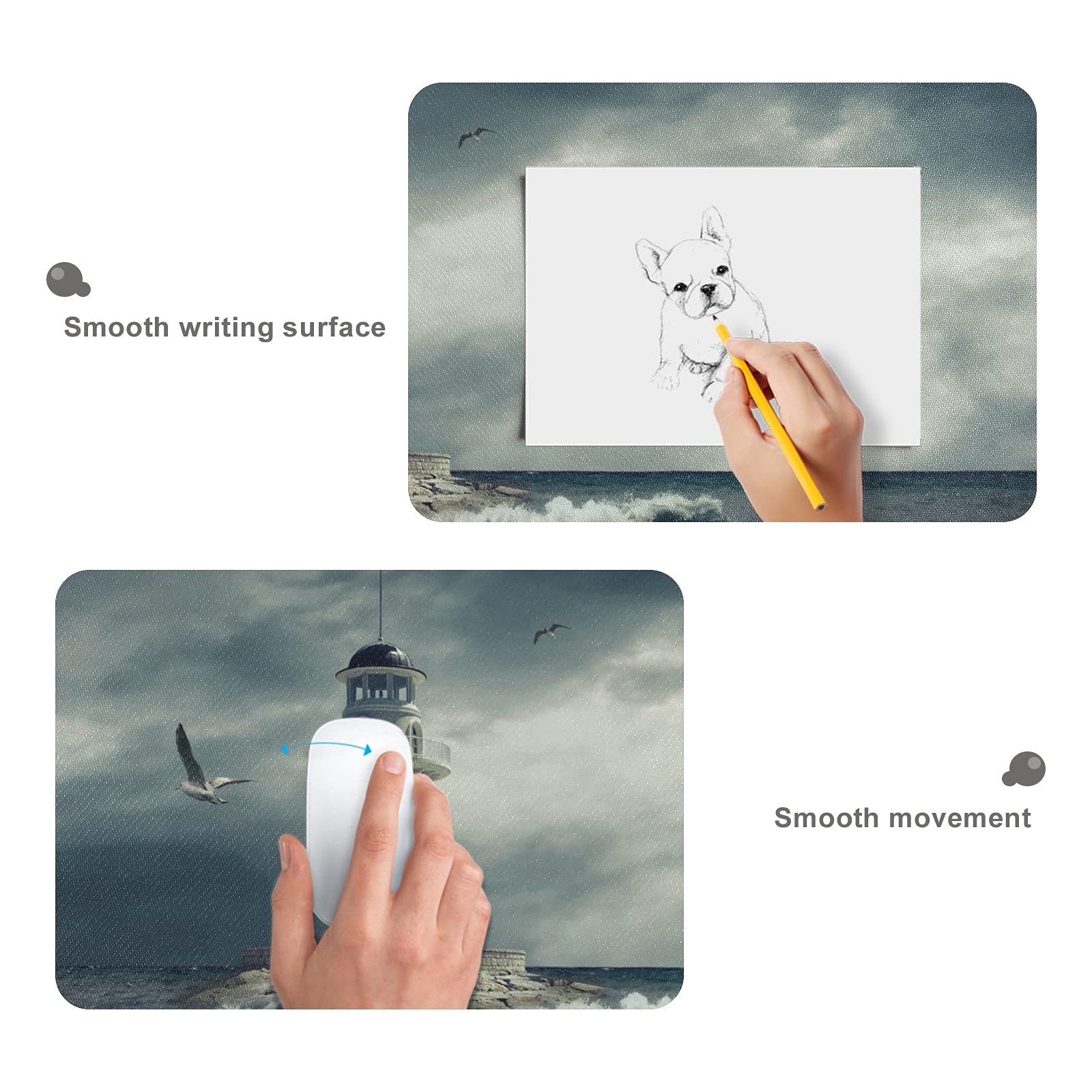 Susiyo Large Gaming Mouse Pad - 31.5 x 15.7 Inch Non-Slip Rubber Desk Mat with Lighthouse Ocean Design for PC, Laptop, Keyboard & Mouse - Perfect for Home Office, Gaming Setup & Workstation (3mm Thick)