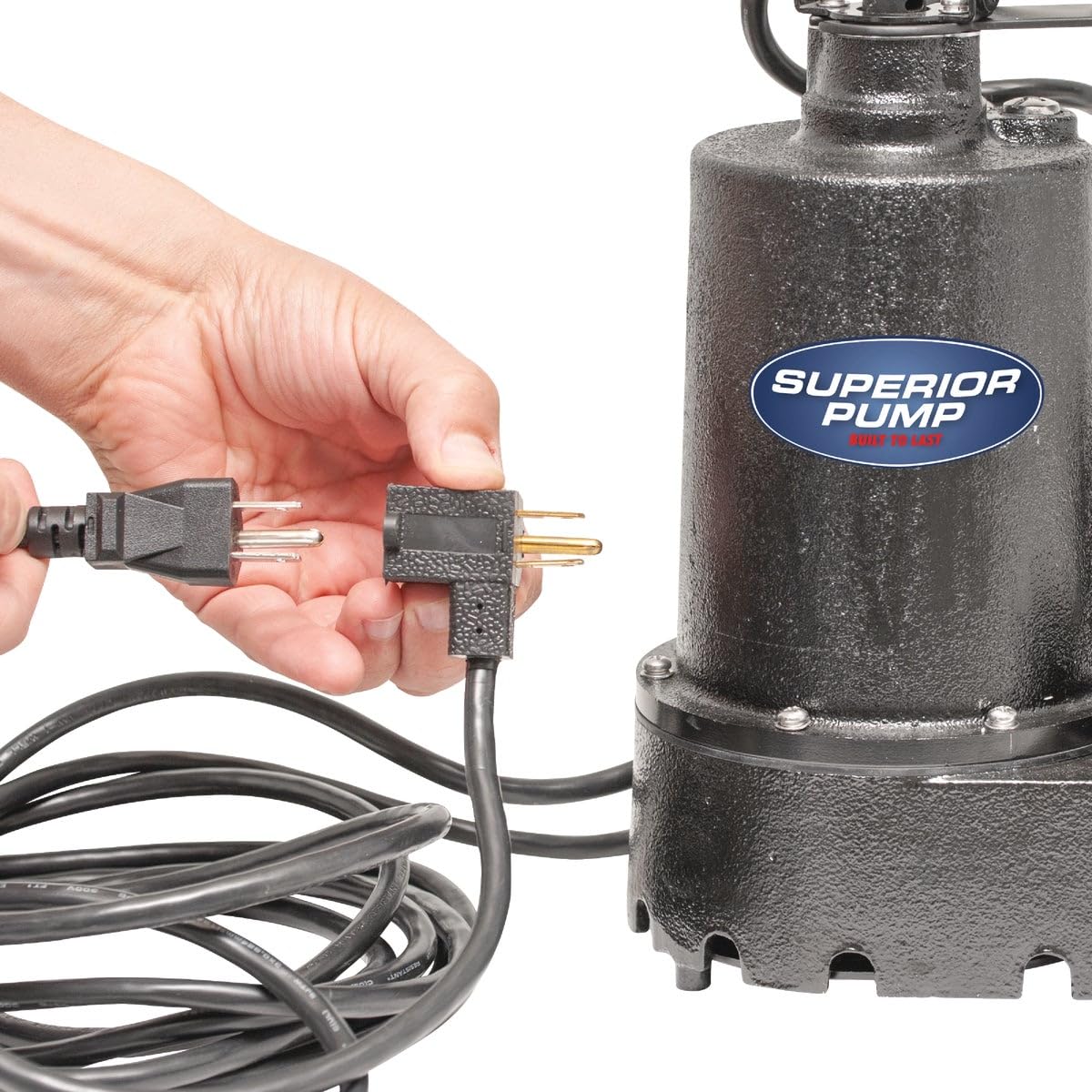 Superior Pump 92541 1/2 HP Cast Iron Sump Pump with Vertical Switch - Heavy Duty Water Removal for Basements, Crawl Spaces & Flood Prevention