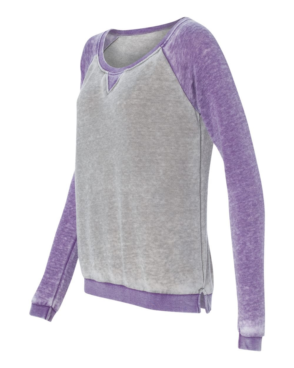 J America Women's Zen Contrast Crew Neck Sweatshirt - Cement Grey & Berry - Casual Comfort for Everyday Wear, Yoga, and Lounging