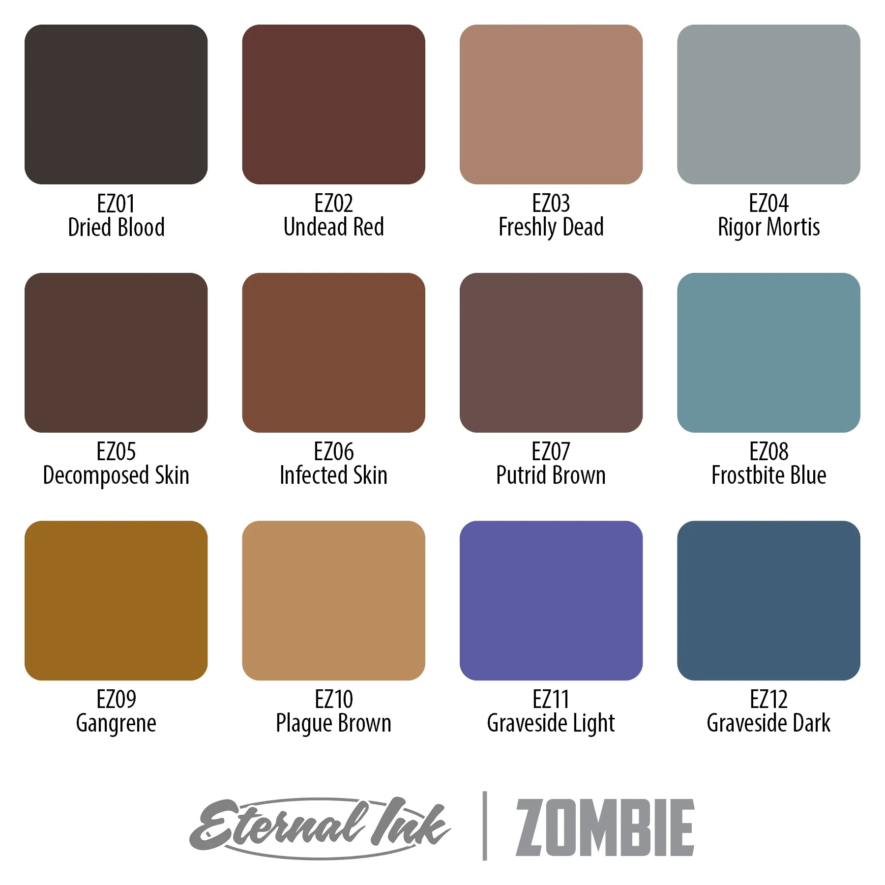 Dan Henk Zombie Tattoo Ink Set - Eternal High-Quality Professional Tattoo Ink for Realism, Black & Grey Tattoos - Perfect for Tattoo Artists & Enthusiasts