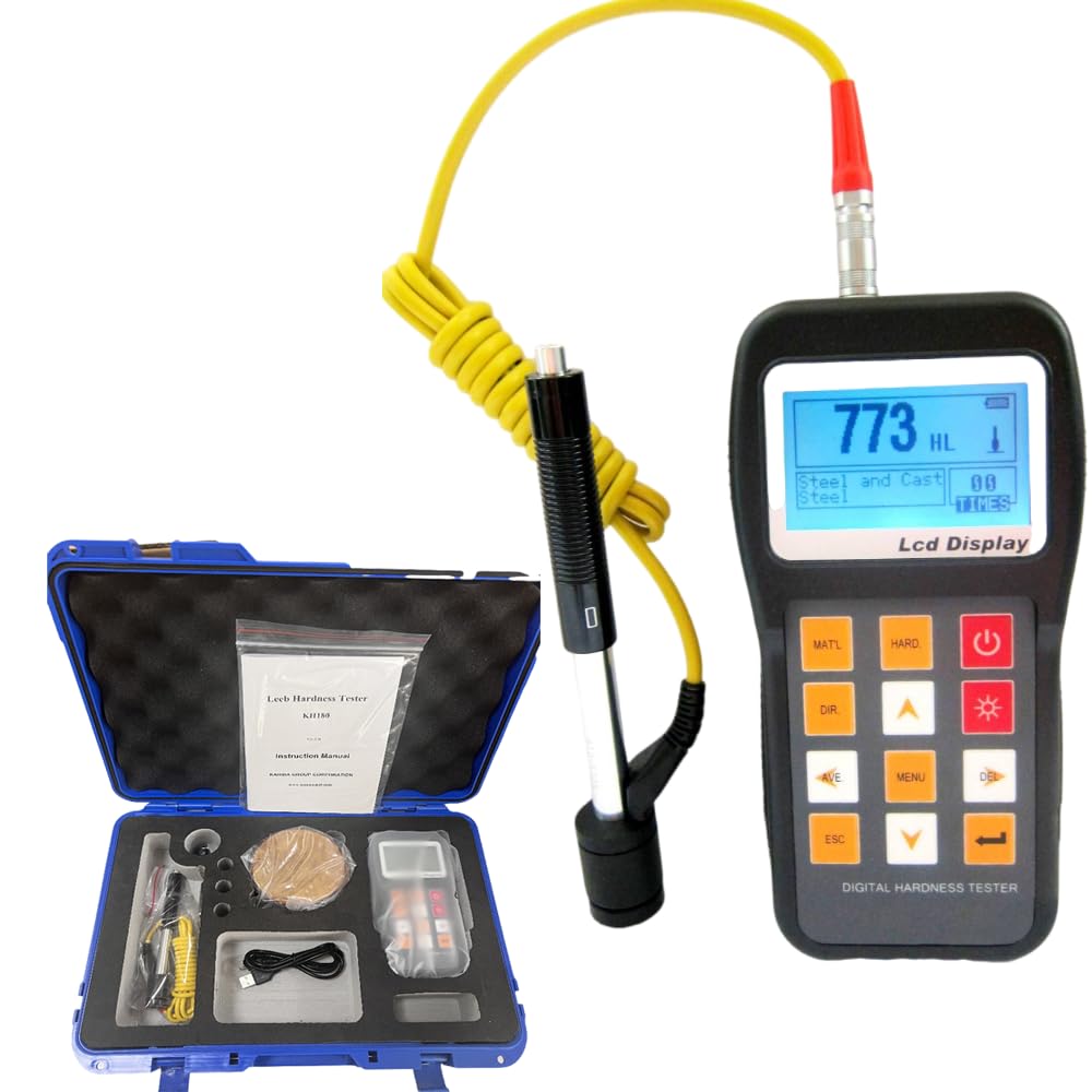 Portable Brinell Hardness Tester KH180 - Digital Conversion for All Hardness Scales (HL, HB, HRB, HRC, HRA, HV, HS) | Ideal for Metal Testing in Manufacturing, Construction & Quality Control
