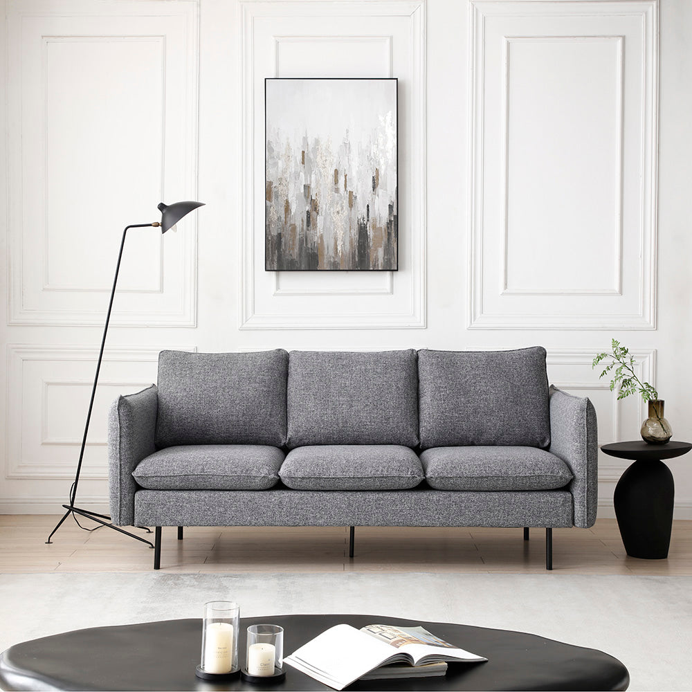 DALTON 3-Seater Sofa in Dark Grey & Black - Modern Living Room Furniture for Small Spaces & Apartments