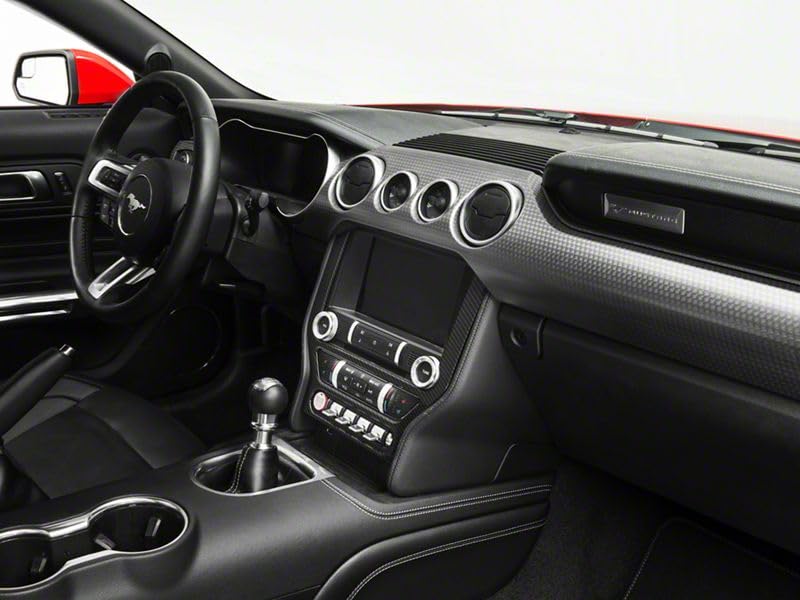 Carbon Fiber Style Center Dash Trim Compatible for Ford Mustang 2015-2023 | Interior Upgrade for Car Enthusiasts | Perfect for Racing, Car Shows & Daily Driving