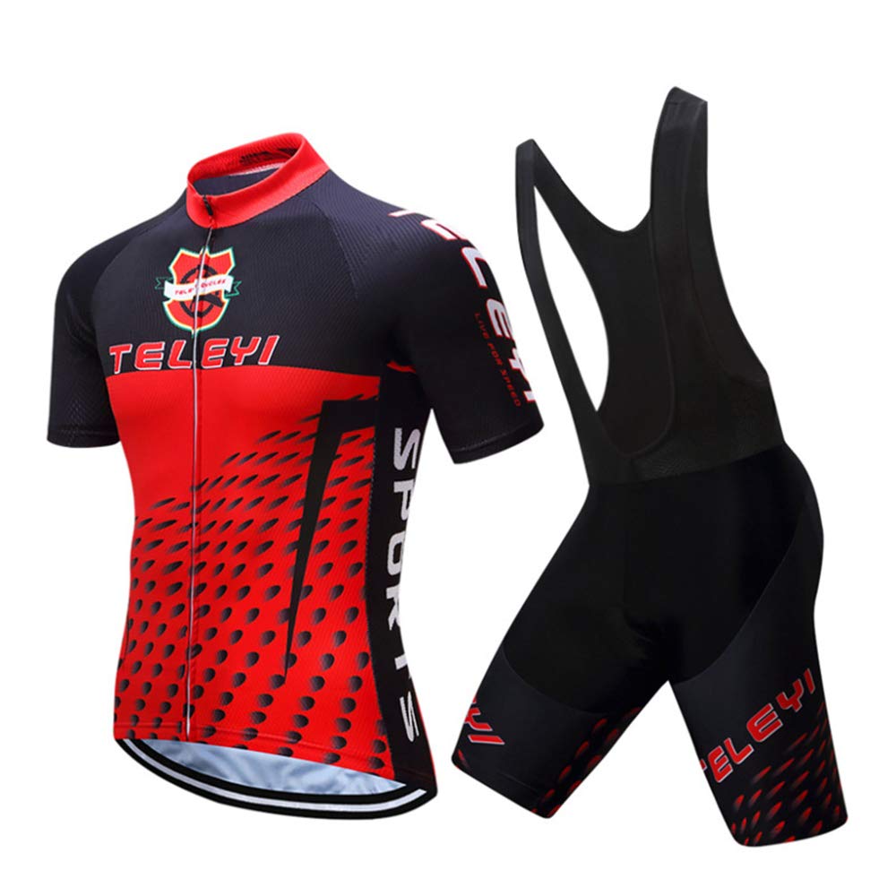LOZSE Men's Cycling Jersey - Quick Dry Breathable MTB Bike Shirt for Mountain Biking & Road Cycling - Red/Black Athletic Wear for Outdoor Sports & Training
