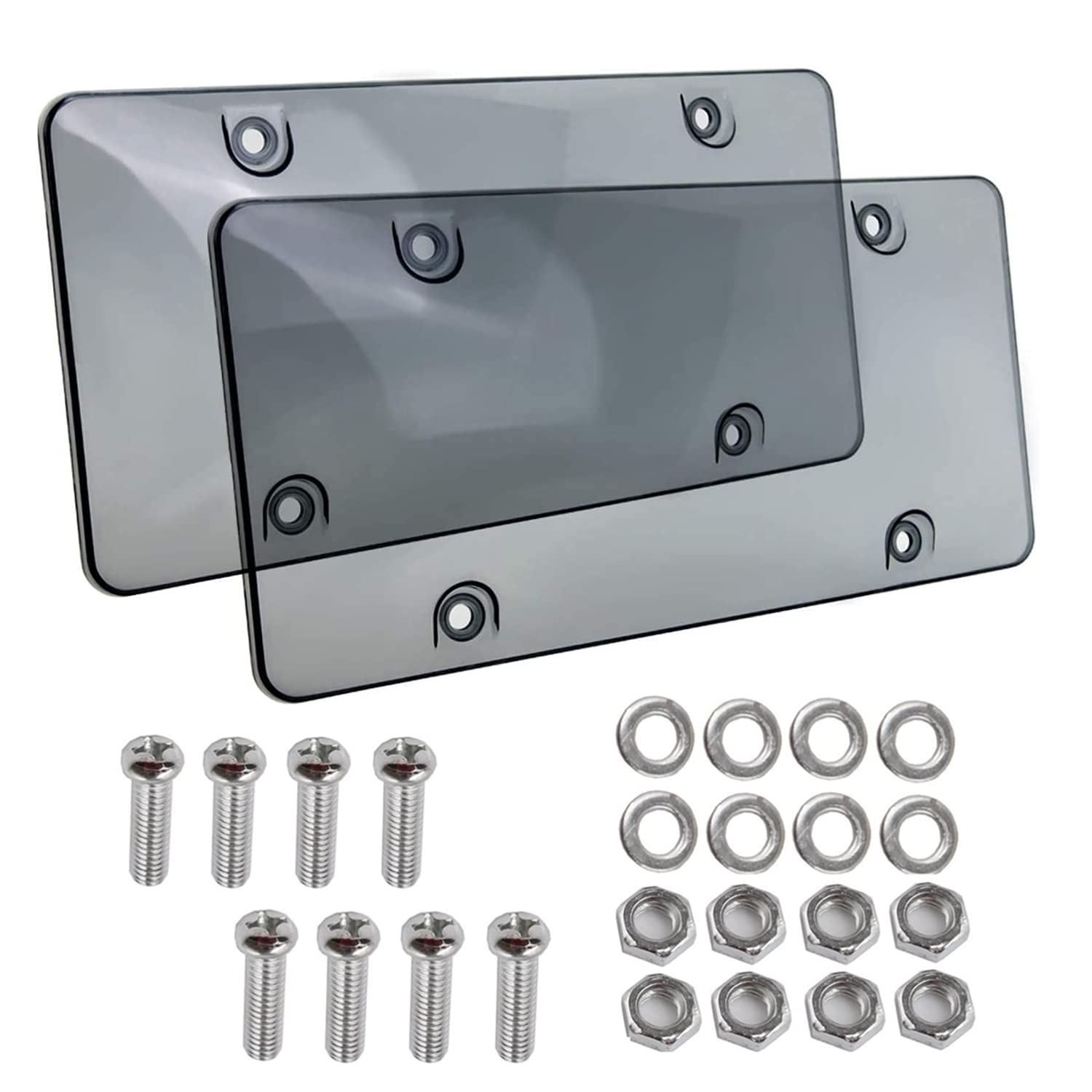 2 Pack Gray Bubble Design License Plate Shields – Unbreakable Novelty Frame Covers for Front & Back, Fits Standard US Plates with Screws – Perfect for Car Protection & Customization