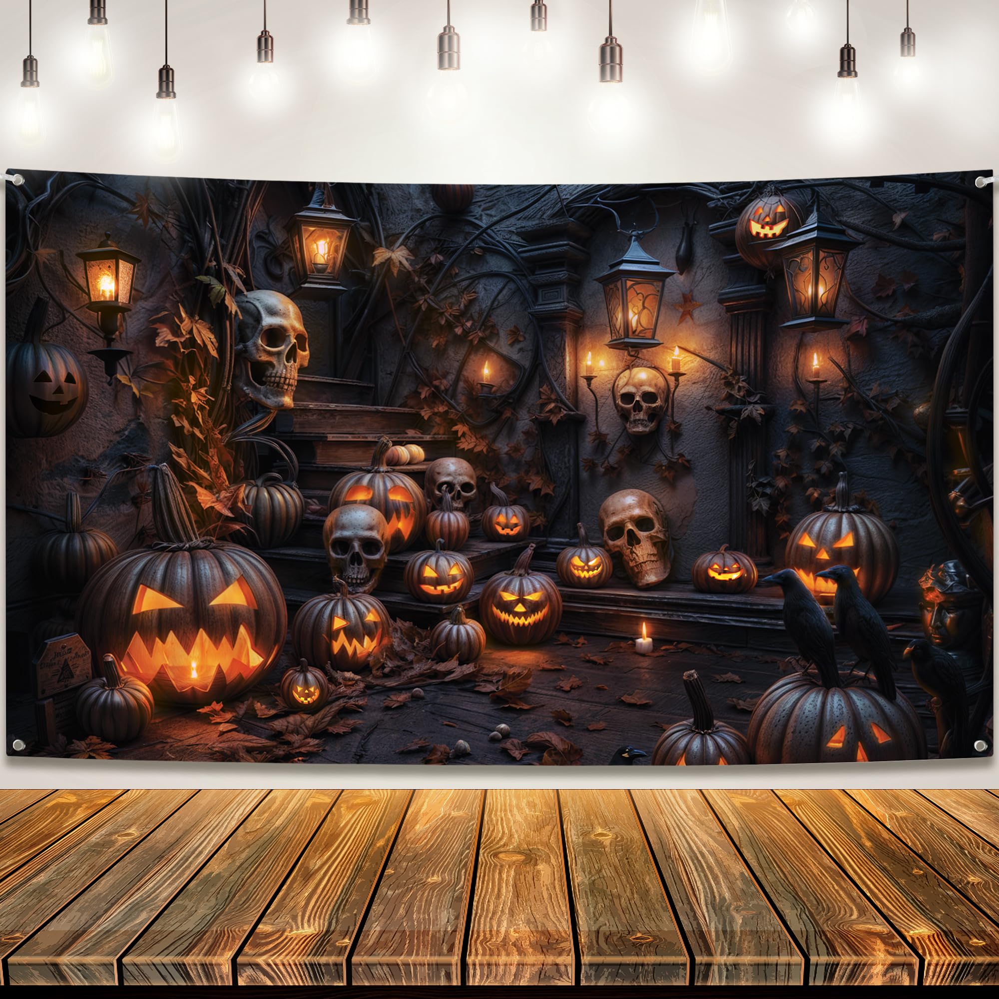 KatchOn Extra Large Halloween Backdrop 72x44 Inch - Spooky Party Decor, Pumpkin Photo Booth Background for Halloween Celebrations & Themed Events