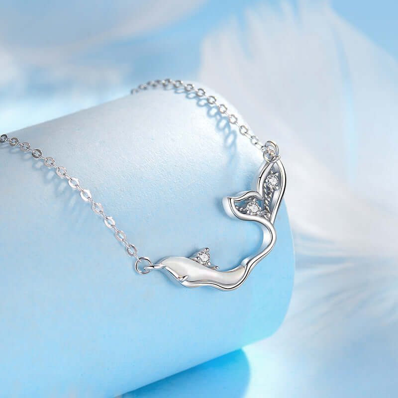 Love Dolphin Pendant Necklace - Sterling Silver Ocean Jewelry Gift for Women | Perfect for Beach Vacations, Birthday Presents & Marine Life Lovers