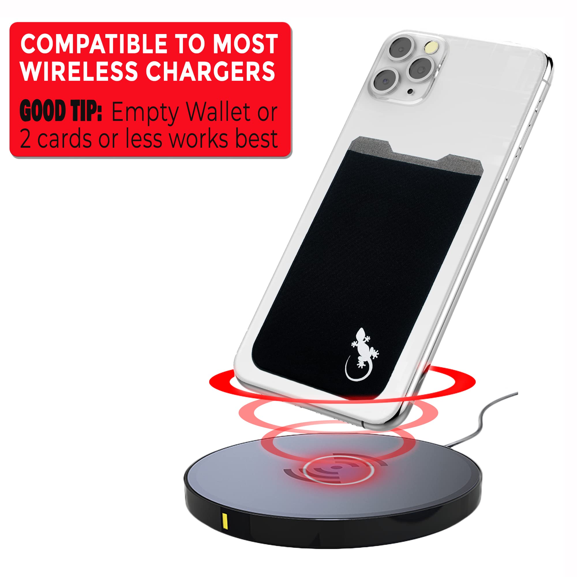 Gecko Stick-On Phone Wallet - Slim Adhesive Card Holder for Credit Cards & Cash - Secure Lycra Pouch for iPhone & Android - Perfect for Travel, Gym & Everyday Use