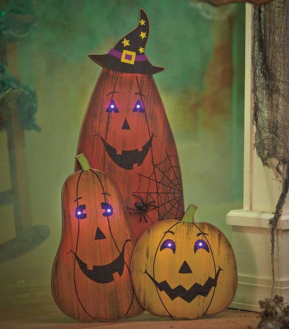 Lighted Halloween Pumpkin Decorations - Lakeside Collection 892777038 - Spooky Indoor/Outdoor Halloween Scene Lighting for Porch, Yard & Party Decor