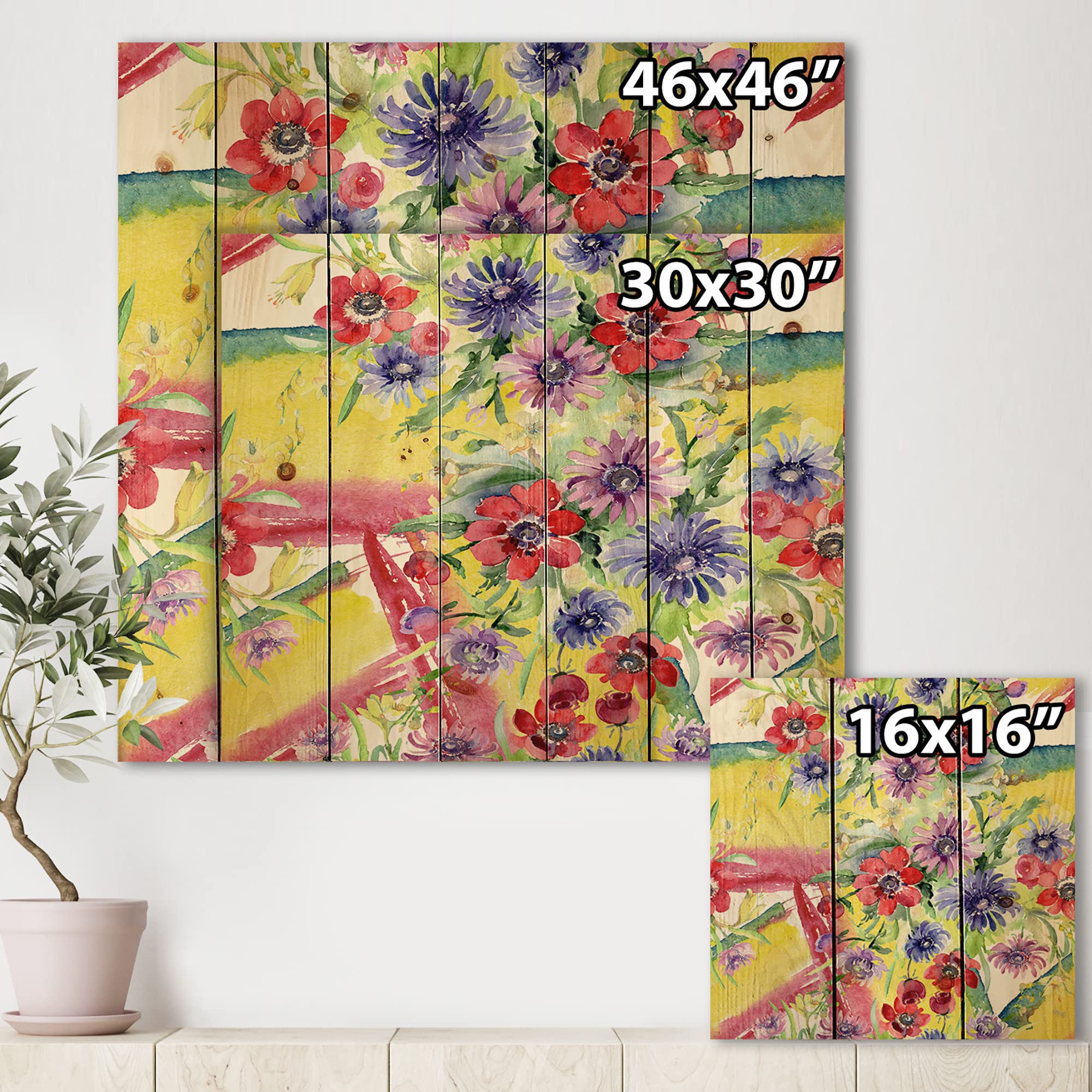 Vibrant Spring Leaves Wood Wall Art - Floral Pine Decor for Living Room & Bedroom