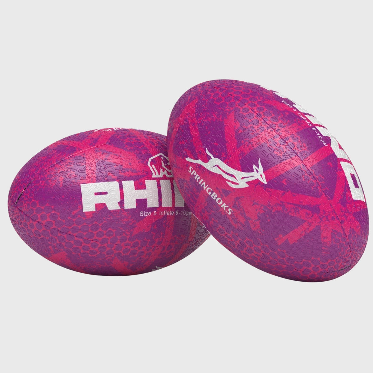 Rhino Springboks Graffiti Rugby Ball - Pink Official Size Rugby Ball for Training & Matches - Perfect for Rugby Practice, Games & Collectibles