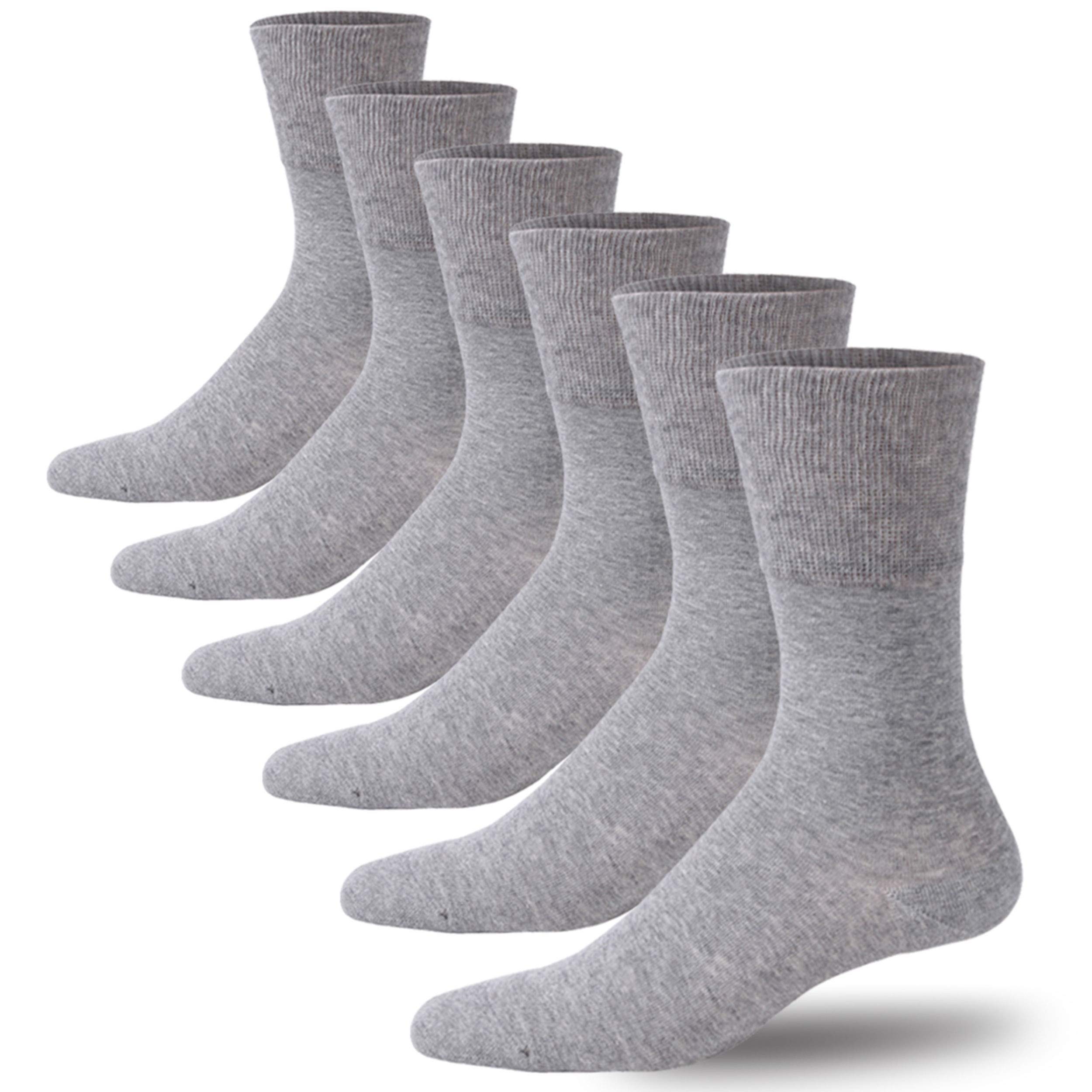 Forcool Non-Binding Diabetic Socks for Men & Women - Soft Cotton Crew Socks (M/L/XL, 3/6 Pairs) - Ideal for Diabetes, Swollen Feet & All-Day Comfort