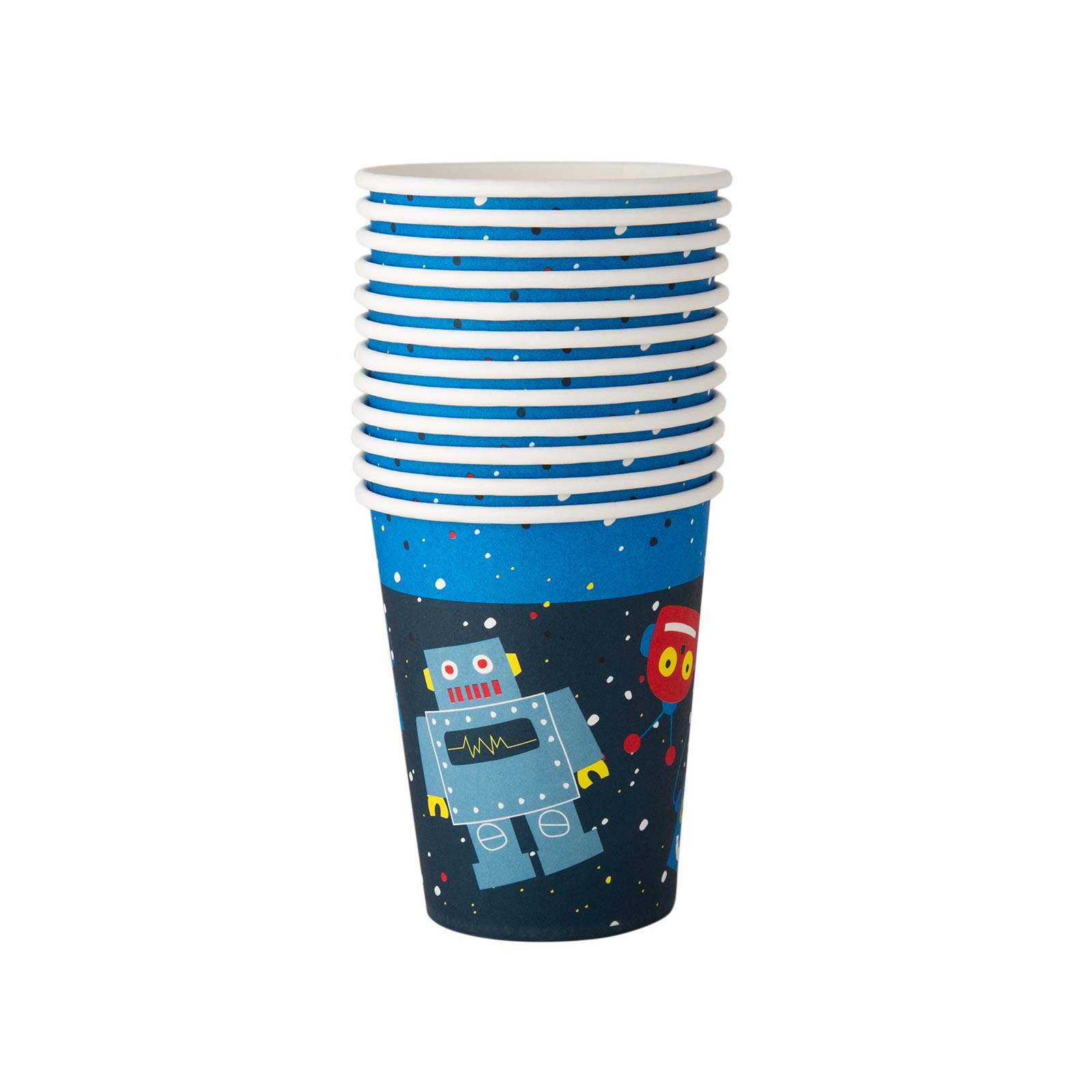 Blue Robot-Themed Birthday Party Supplies - 72-Piece Disposable Paper Plates, Napkins & Cups Set for Boys (Serves 24) - Perfect for Kids' Birthday Parties, Themed Events & Celebrations