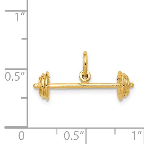 Roy Rose Jewelry 14K Yellow Gold Barbell Charm Pendant - Dainty Body Jewelry for Piercing Lovers, Perfect for Cartilage, Nose & Ear Piercings | Trendy Gift for Women & Teens