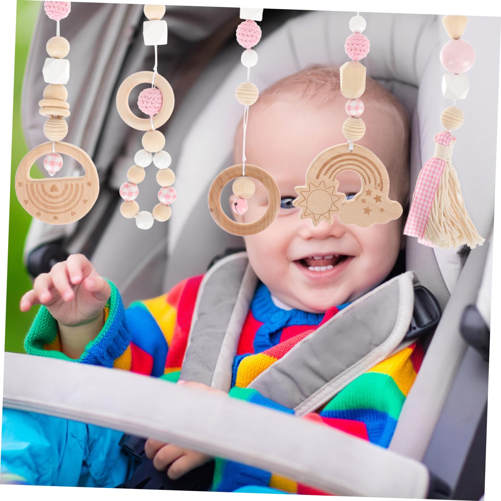 Vaguelly 1 Set Wooden Gym Car Toy Stroller Play Gym Toys - Crib Hanging Mobile for Babies - Perfect for Nursery Decor, Infant Playtime & Early Development