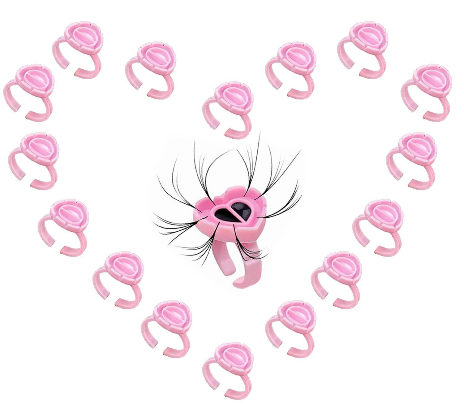 Fenshine Disposable Eyelash Glue Holder Ring Cups - Quick Blossom Lash Extension Tools for Volume Lashes | Perfect for Professional & Home Use in Salons, DIY Beauty, and Makeup Artists