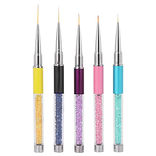 5pcs Professional Nail Art Liner Brushes Set - Fine Tip Manicure Painting Pens for Gel Polish, Acrylic Nails & Nail Art Designs | Perfect for Home Salon, DIY Nail Artists & Professional Use