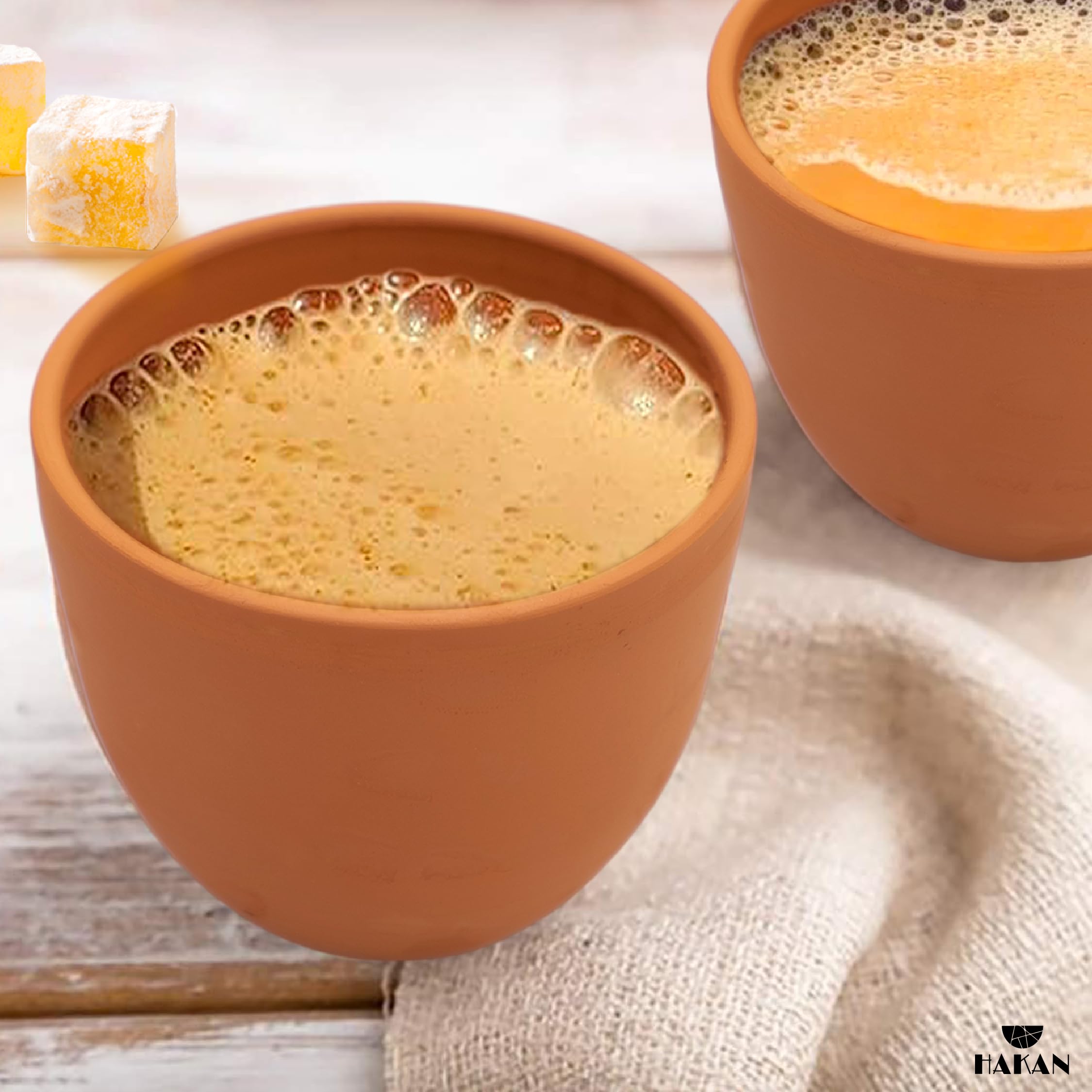 Handmade Hakan Kapadokya 16.9 oz Pottery Mug Set of 4 - Unglazed Clay Cups for Coffee, Tea & Beverages - Earthenware Flower Pots & Decorative Bowls - Perfect for Home Decor, Gifts & Rustic Kitchen Use