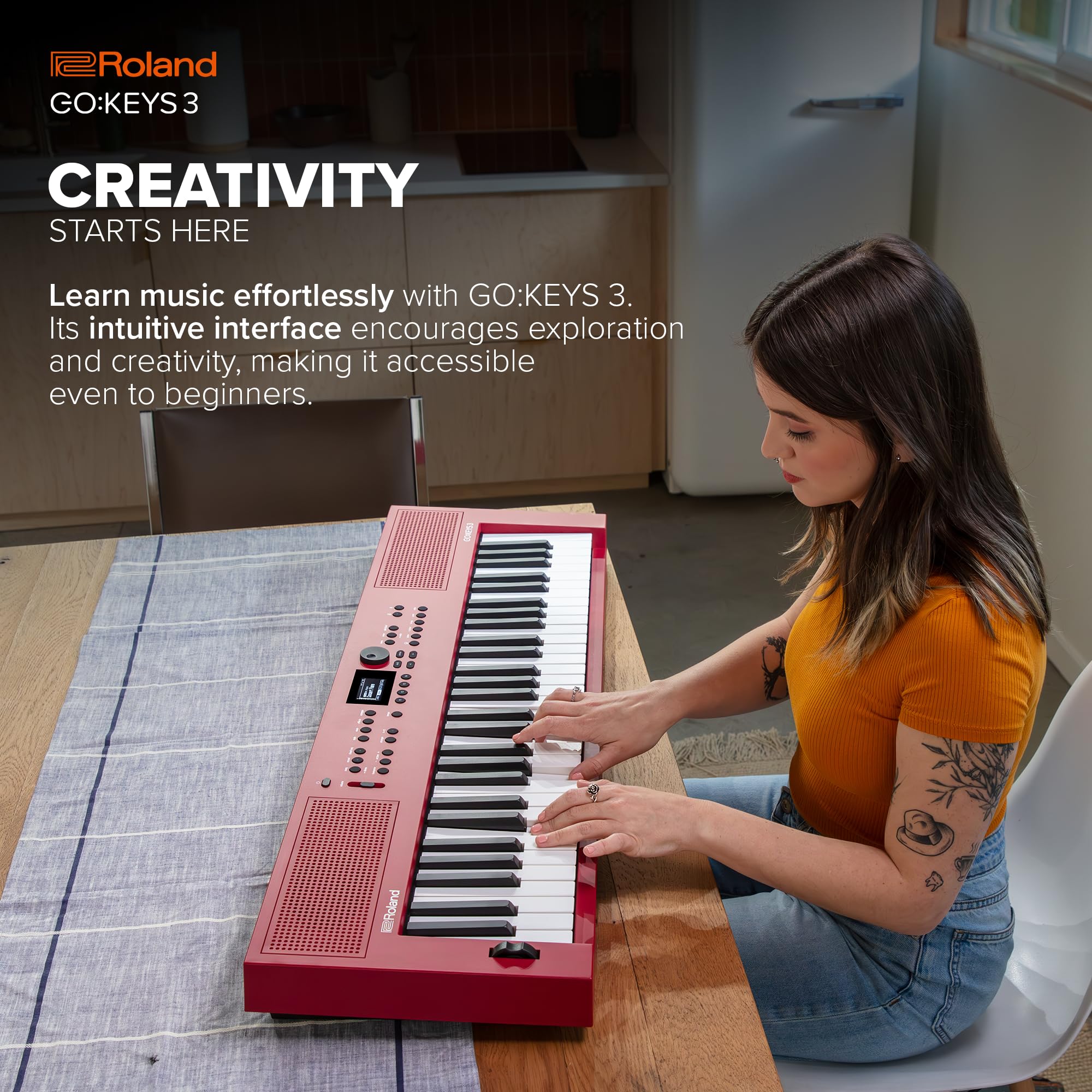 Roland GO:KEYS 3 61-Key Portable Music Keyboard with Built-In Speakers | Bluetooth MIDI & Audio Streaming | Lightweight for Home, Studio & Live Performance - Turquoise