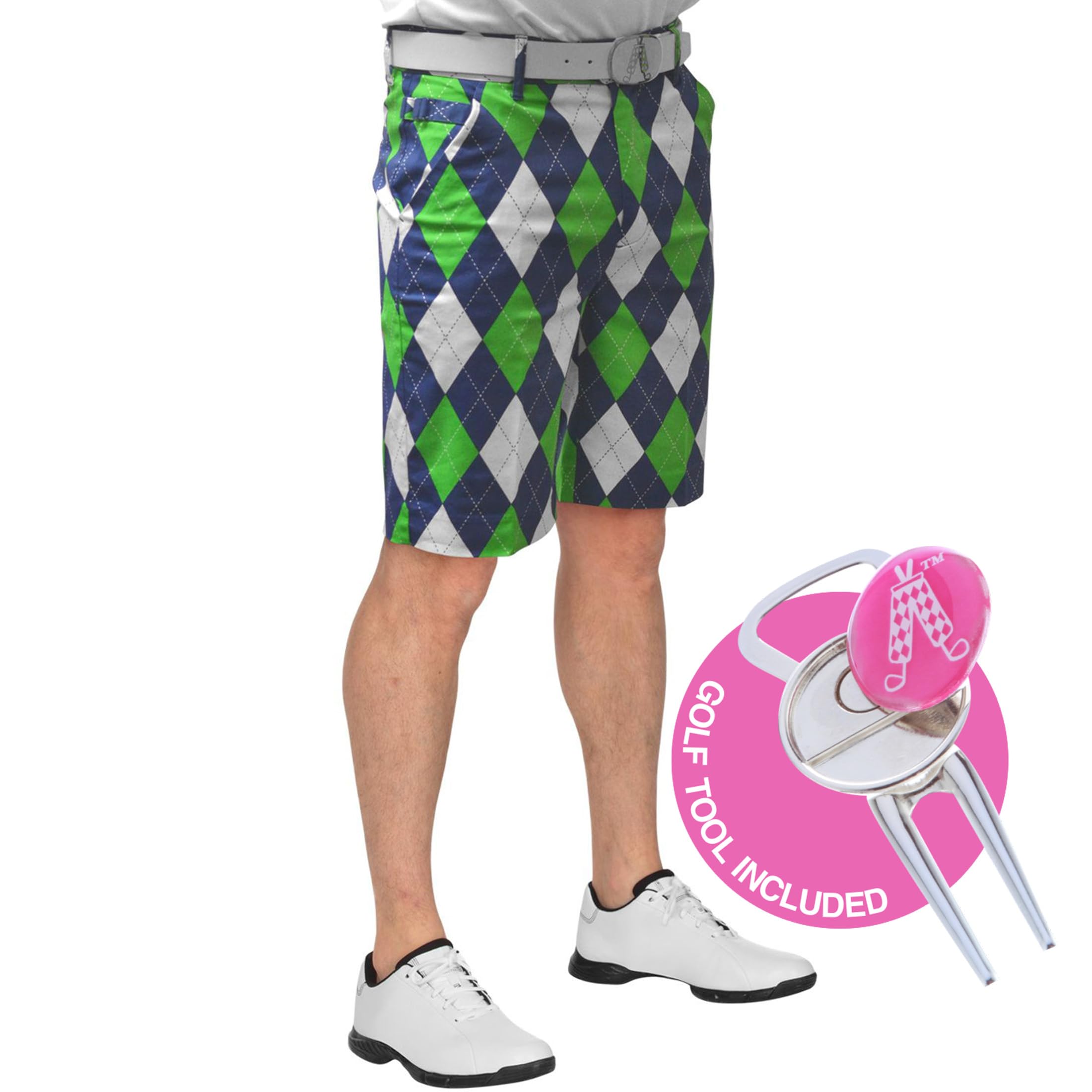 Royal & Awesome Blues on The Green Men's Golf Shorts - Funny Printed Casual Shorts for Golf & Summer | Perfect for Golf Outings, Beach Vacations & Weekend Wear