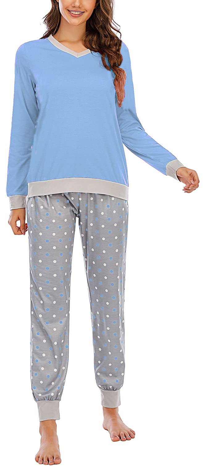 Wielsscca Women's Pajama Set - Soft Long Sleeve Sleepwear & Loungewear for Cozy Nights, PJS Lounge Set - Perfect for Relaxing at Home, Sleeping, or Lounging