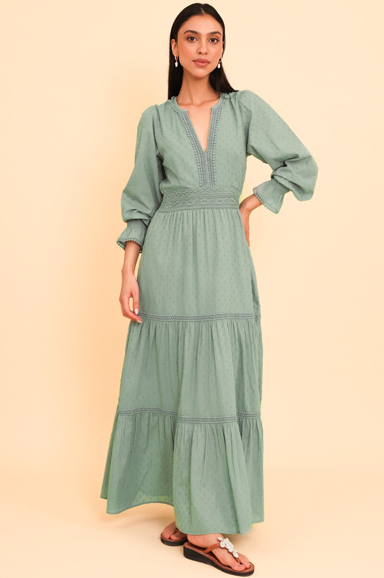 Purdie Women's Organic Cotton Dobby Dress in Light Khaki - Breathable Summer Casual Dress for Beach, Office & Everyday Wear