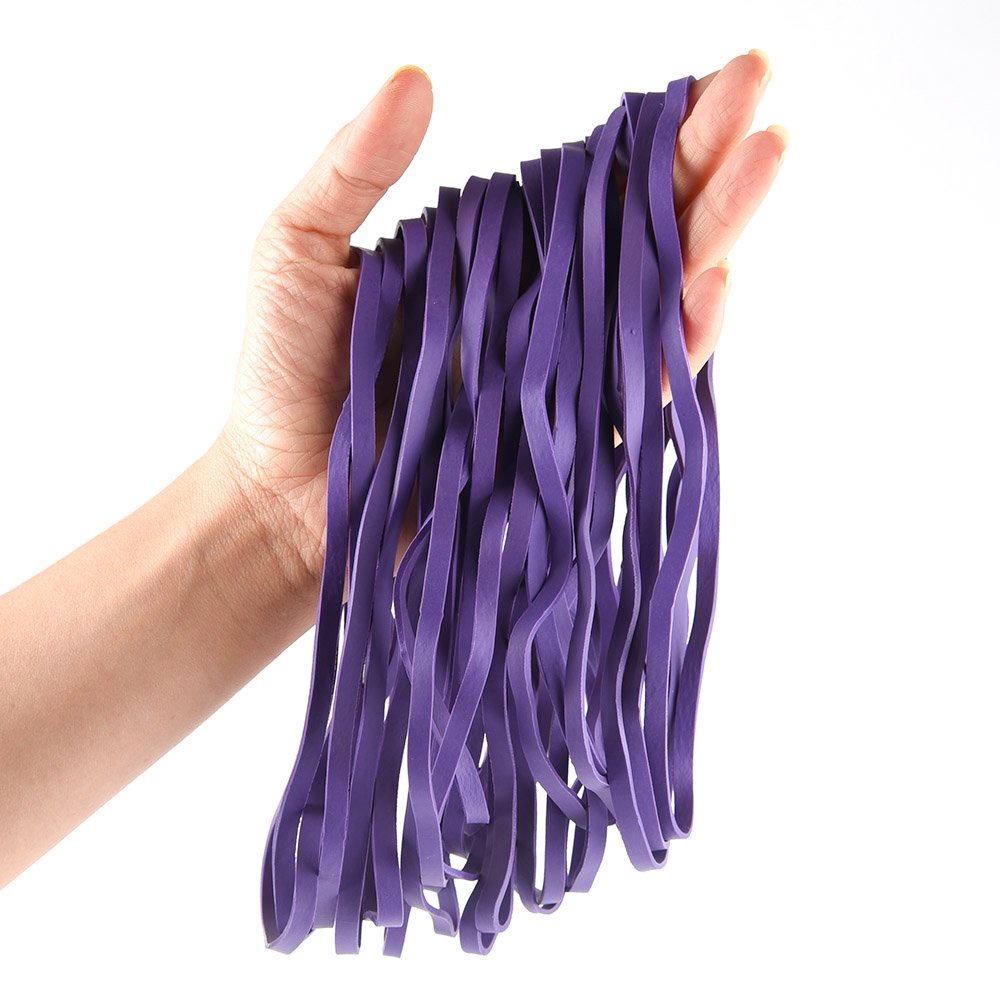 Coopay 120-Piece Large Rubber Bands Bulk - 8 Inch Heavy Duty Strong Elastic Bands for Office, School & Home Use - Perfect for Securing Trash Cans, Organizing Files, Bundling Items & DIY Projects (Purple)