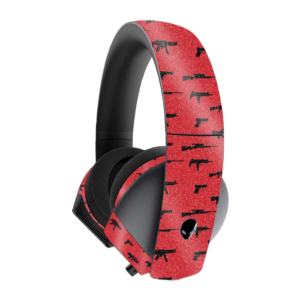 MightySkins Glossy Glitter Protective Skin Cover for Alienware 7.1 Gaming Headset - Guns Design | Durable Scratch-Resistant Vinyl Decal | Easy to Apply & Remove | Made in USA | Perfect for Gaming Setups & Customization