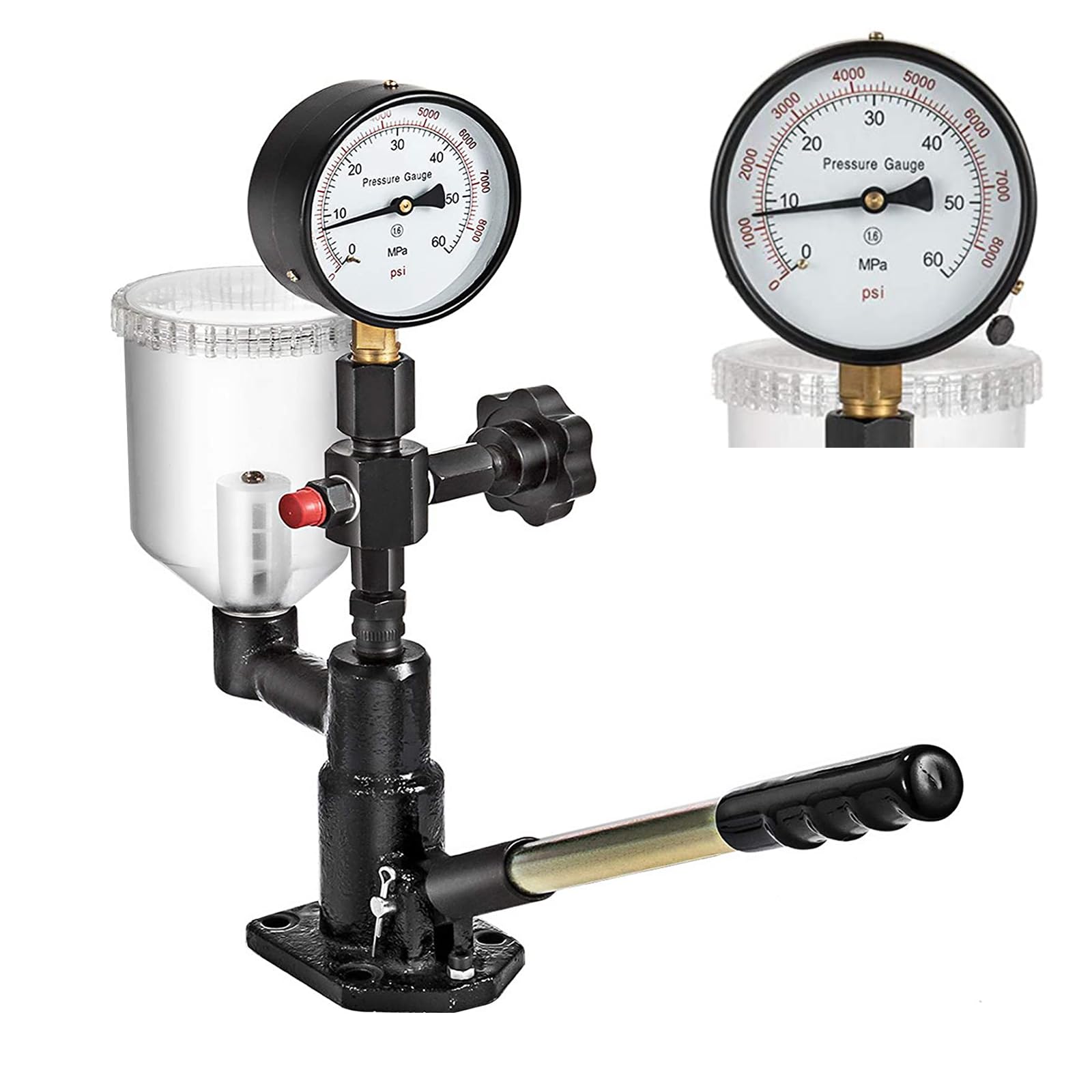 400Bar 6000PSI Diesel Fuel Injector Tester Kit - Dual Scale Gauge for Adjusting & Testing Injector Nozzle Pop Pressure - Perfect for Diesel Engine Repair Shops & Automotive Maintenance
