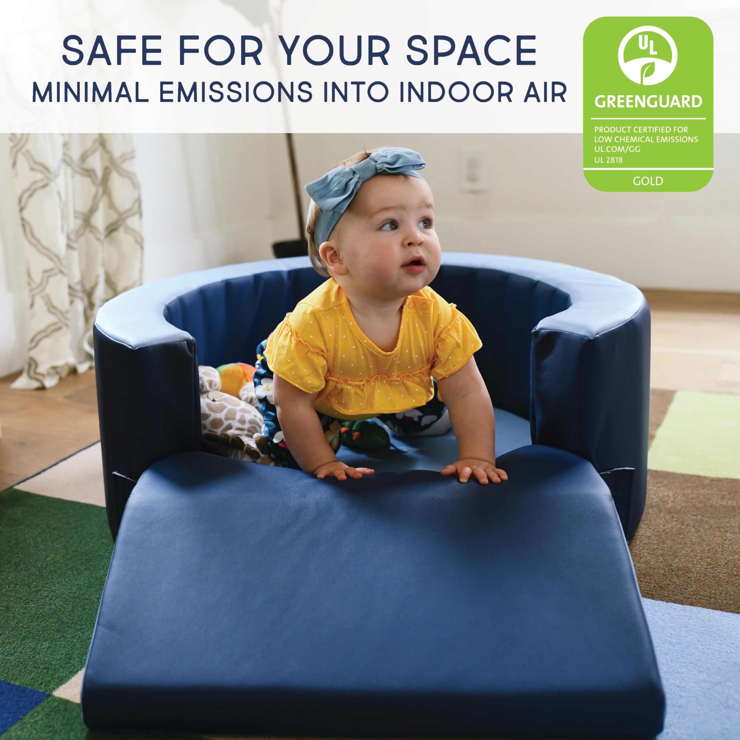 SoftScape Lil Personal Space Foam Retreat for Babies & Toddlers - Navy/Powder Blue | Cozy Safe Play Area for Reading, Snacking & Relaxing | Perfect for Nursery, Daycare & Home Playrooms