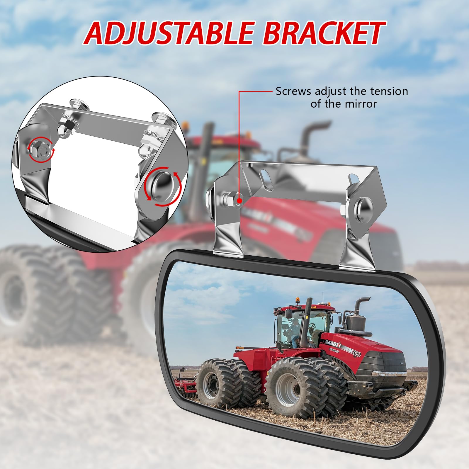 Stainless Steel Tractor Mirror - Rearview & Side Convex Mirror for Tractors, Forklifts, Trucks, Boats - Fits John Deere, Kubota & More - Vibration-Proof with U-Bracket & Screw Fixing - Perfect for Farm Equipment, Construction Vehicles & Marine Use