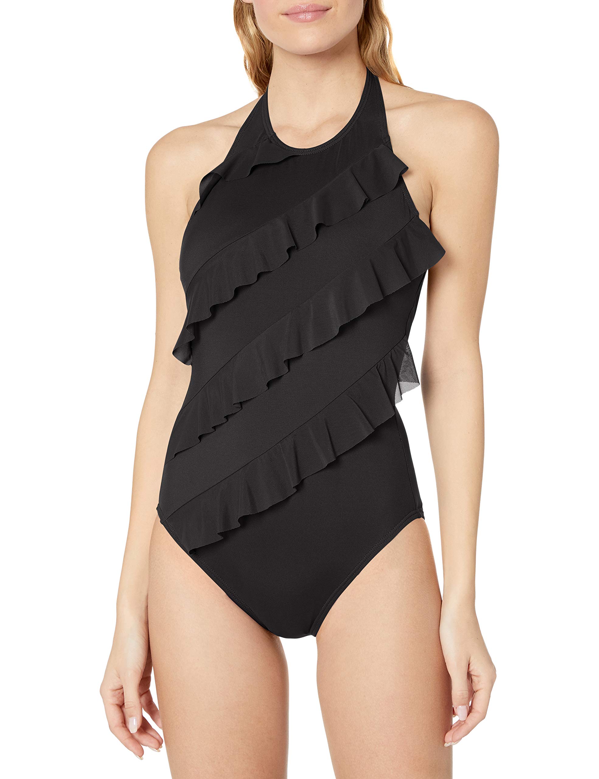 Women's High Neck Ruffle One Piece Swimsuit with Smooth Shaping Liner - Perfect for Beach Vacations, Pool Parties & Summer Getaways