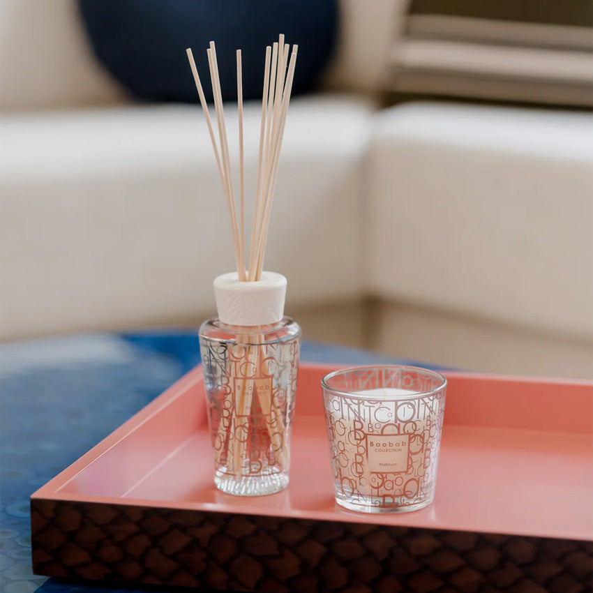 Baobab Collection My First Baobab Platinum Scented Candle & Essential Oil Diffuser Gift Set - Luxury Home Fragrance for Living Room, Bedroom & Spa Relaxation
