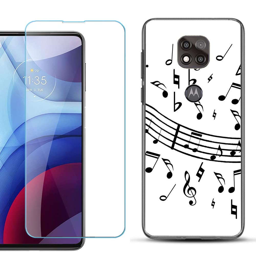 Slim TPU Case for Motorola Moto G Power 2021 with Screen Protector - Music Design for Daily Protection