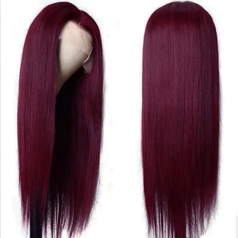 Eullair Pre-Colored Dark #99J Burgundy Frontal Wig - Natural Looking Human Hair Lace Front Wig for Women | Perfect Fall Color for Daily Wear, Parties & Special Occasions