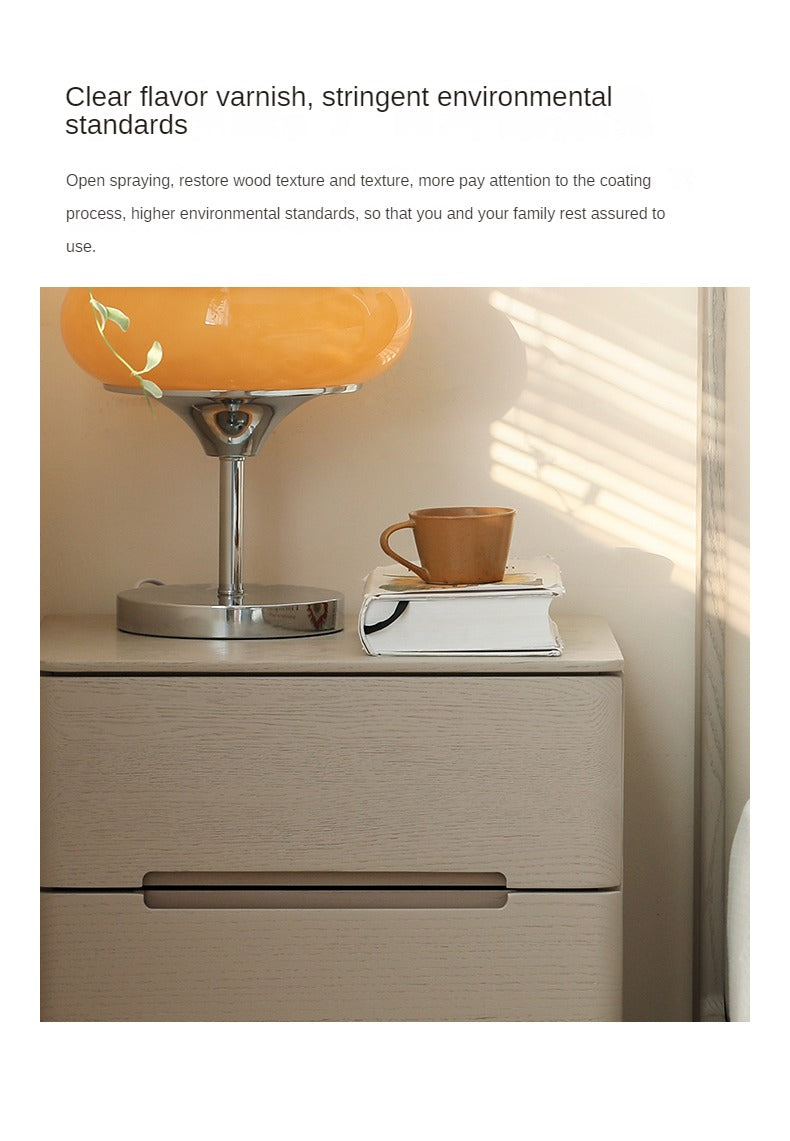 Solid Oak Wood Nightstand with 3 Drawers - Modern Light Luxury Bedside Table for Bedroom, Living Room, or Office