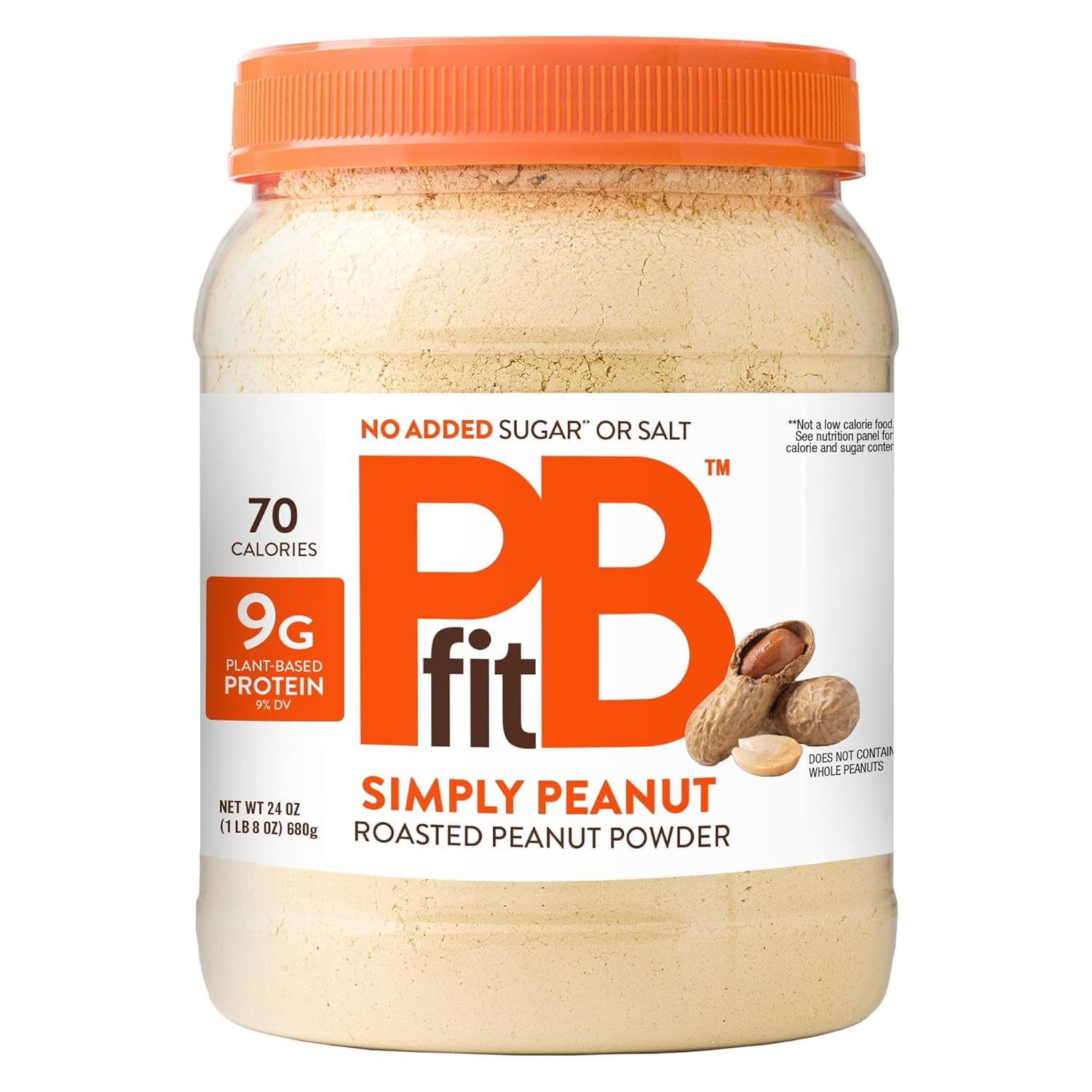 PBfit 24oz Natural Peanut Powder - No Added Sugar, Salt, Non-GMO, Gluten-Free, Vegan Protein Powder with 9g Protein (9% DV) - Perfect for Smoothies, Baking & Healthy Snacks