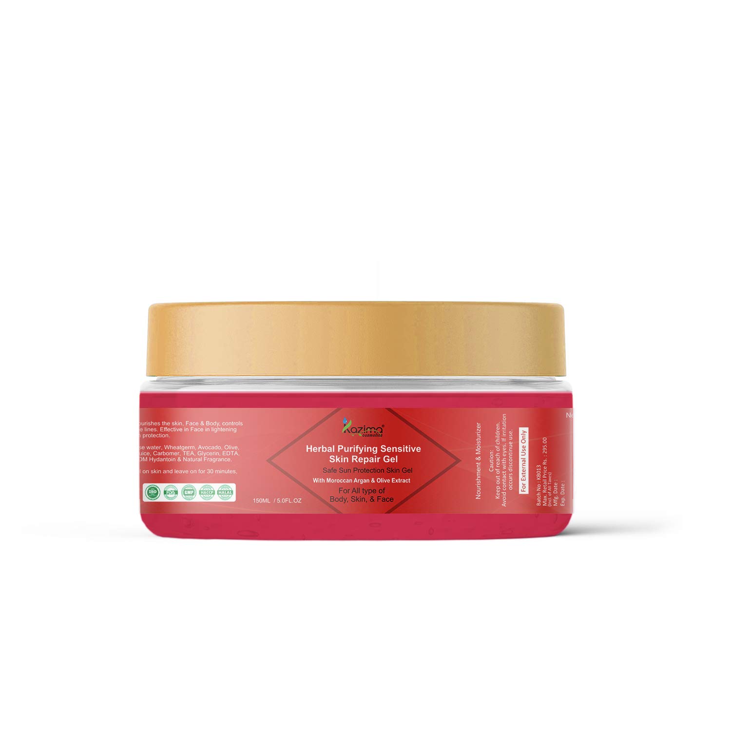 KAZIMA Herbal Purifying Sensitive Skin Repair Gel - Sulfate-Free, Paraben-Free Sun Protection for Face & Body | Soothing After-Sun Care, Daily Moisturizer for All Skin Types (150ml) - Perfect for Sunburn Relief & Sensitive Skin Hydration